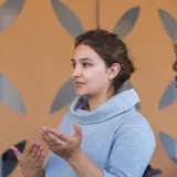 Young woman having a conversation