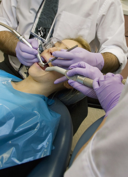 patient receiving urgent dental treatment